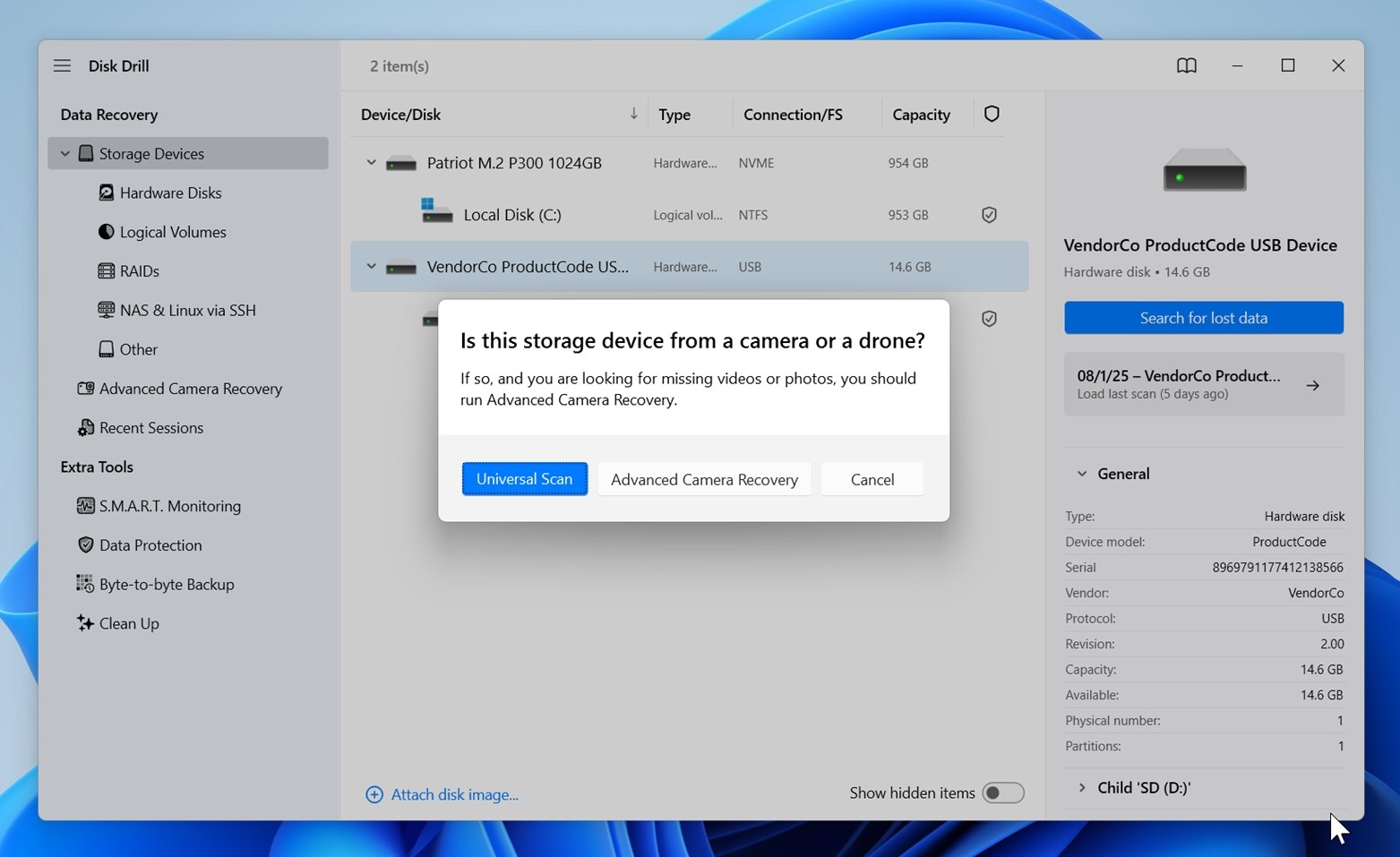 Universal Scan and Advanced Camera Recovery