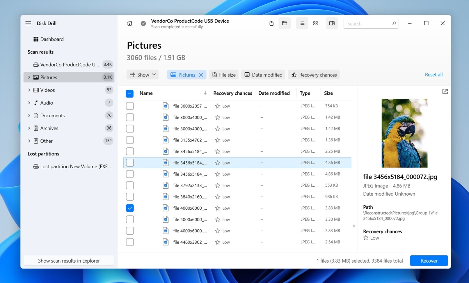 Preview the selected file