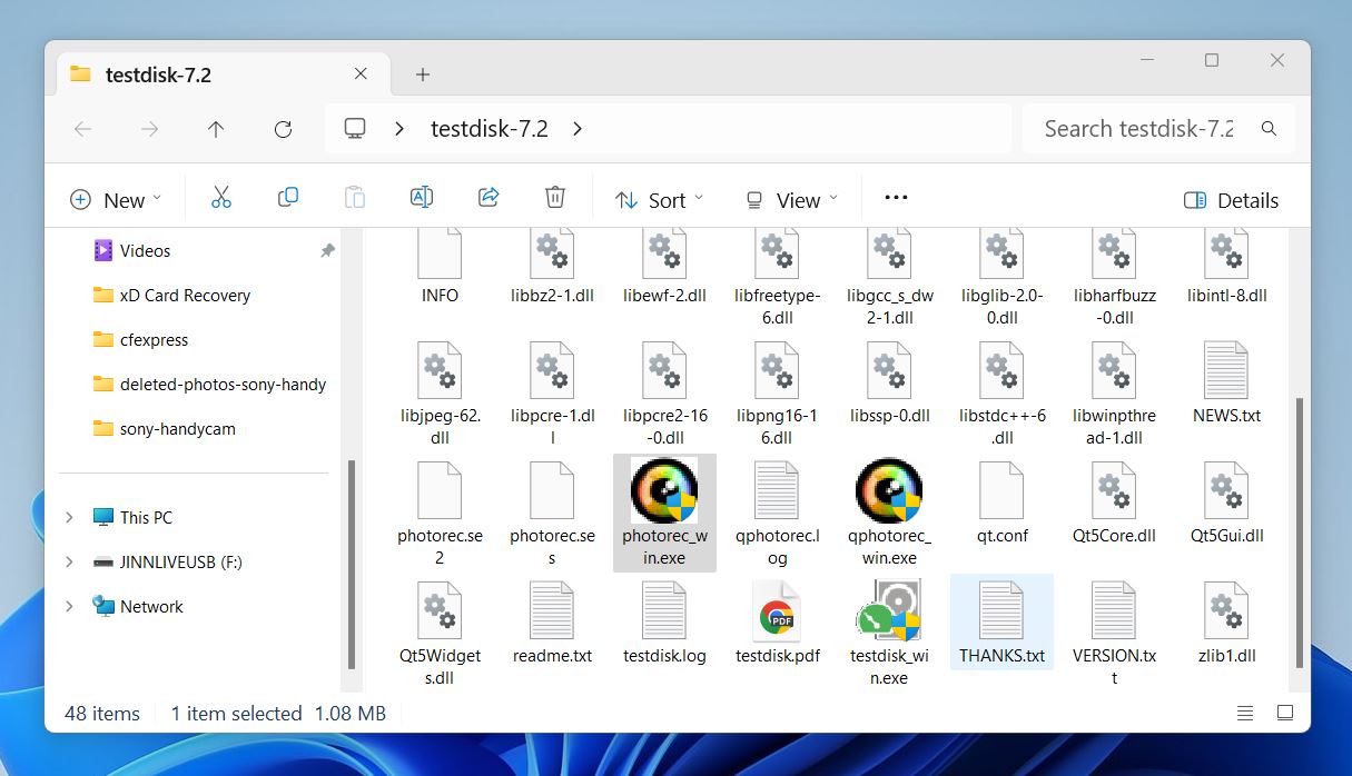 Open the photorec_win file