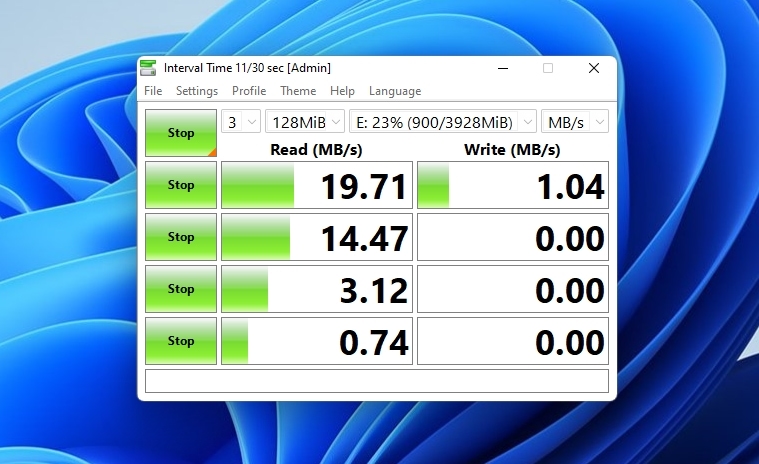 CrystalDiskMark benchmarking drive