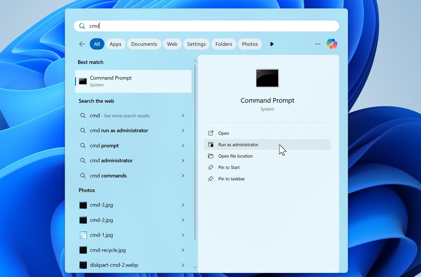 Open Command Prompt as Administrator