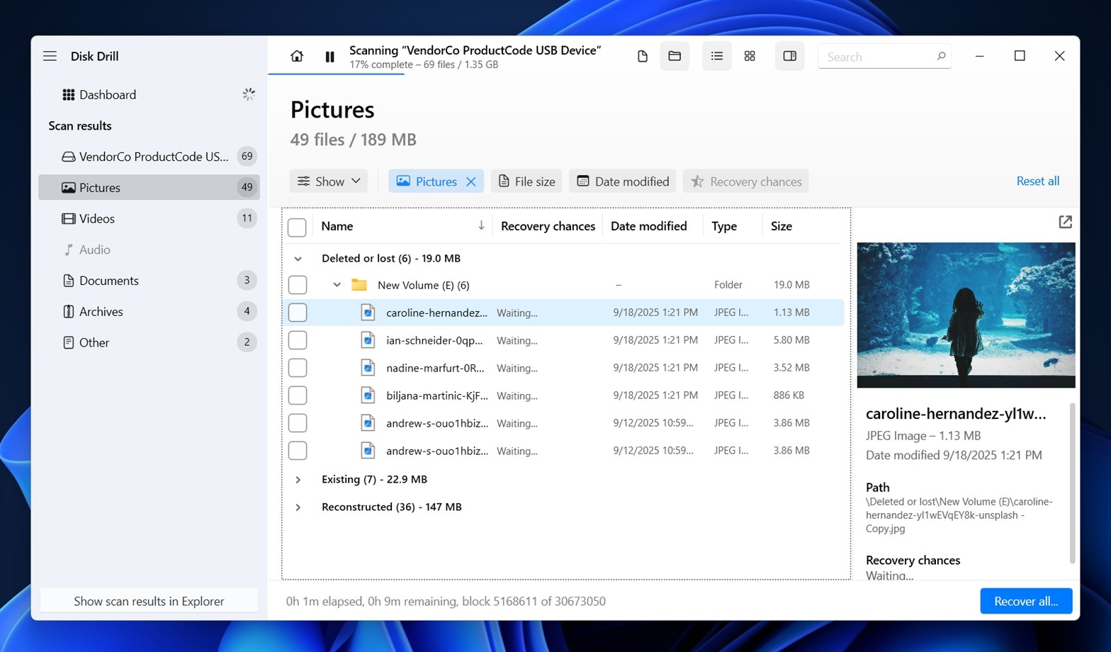 Disk Drill's photo preview