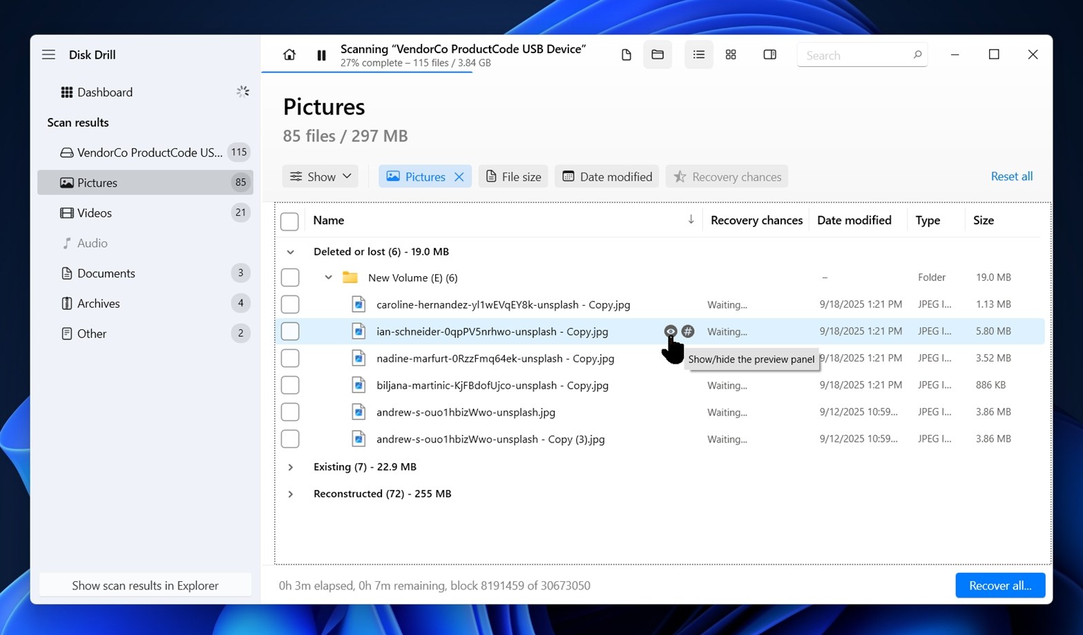 Click on the little eye icon