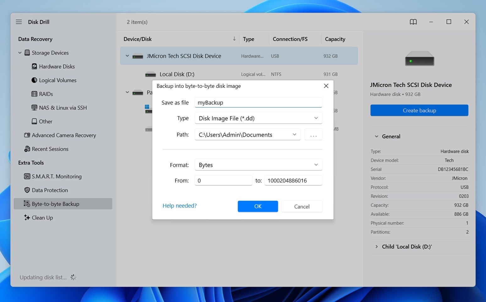 Create backup