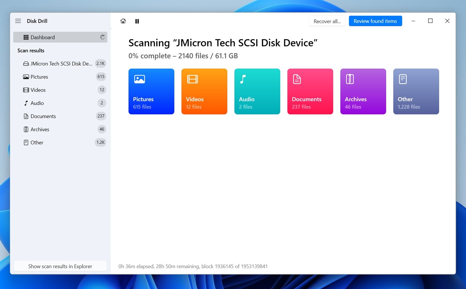 Disk Drill lets you browse results as they come in