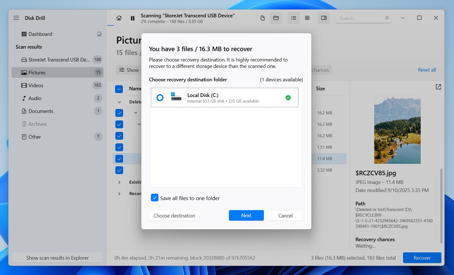 Save the recovered data
