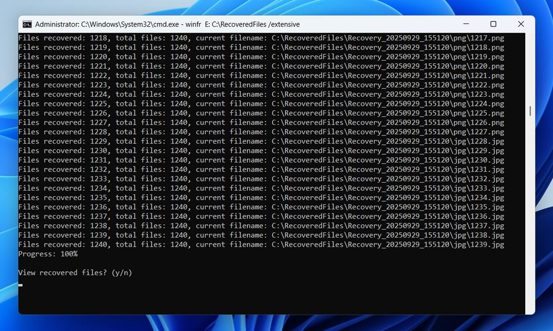 The recovered files