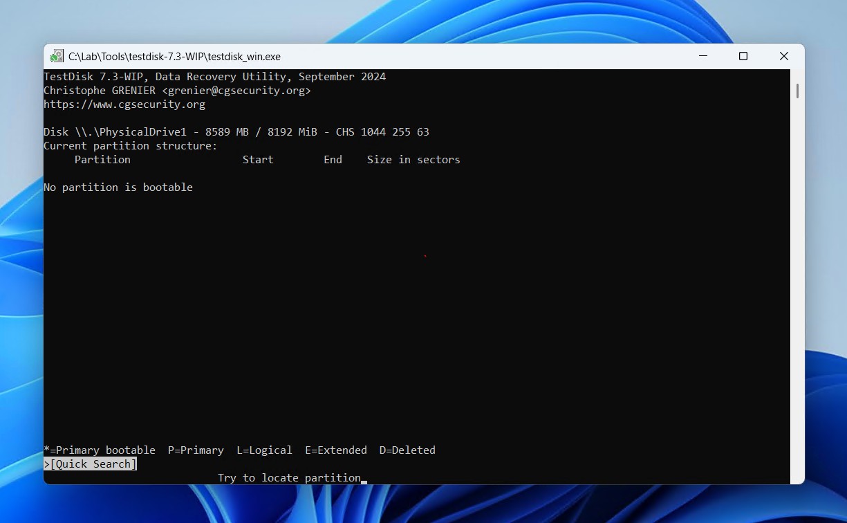 Starting a quick search.