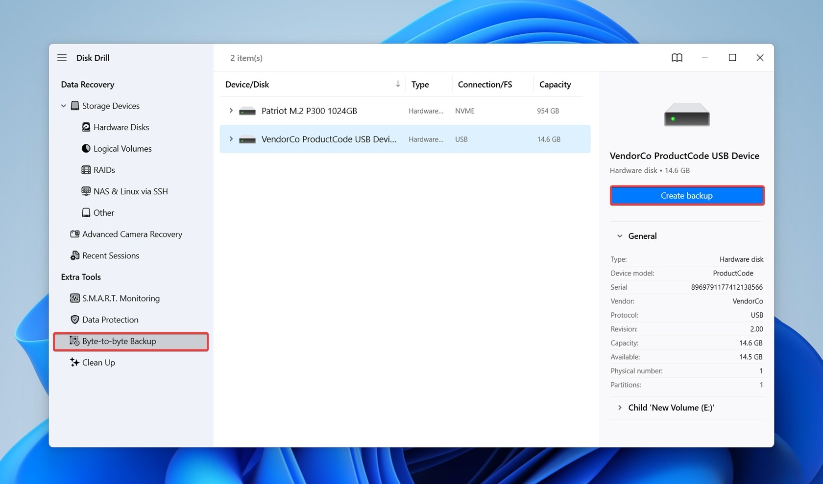 Byte-to-byte Backup.
