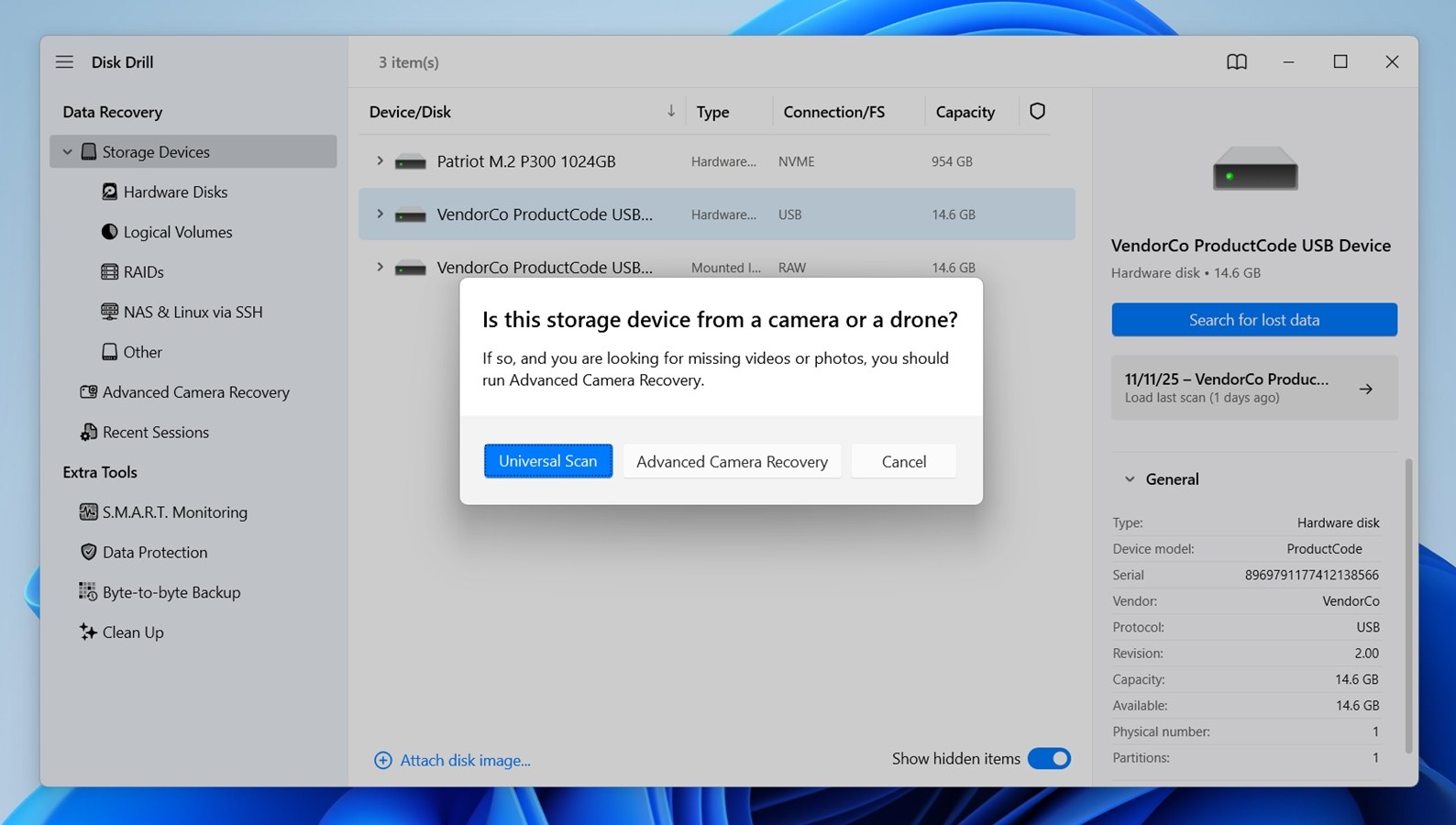 Search for lost data