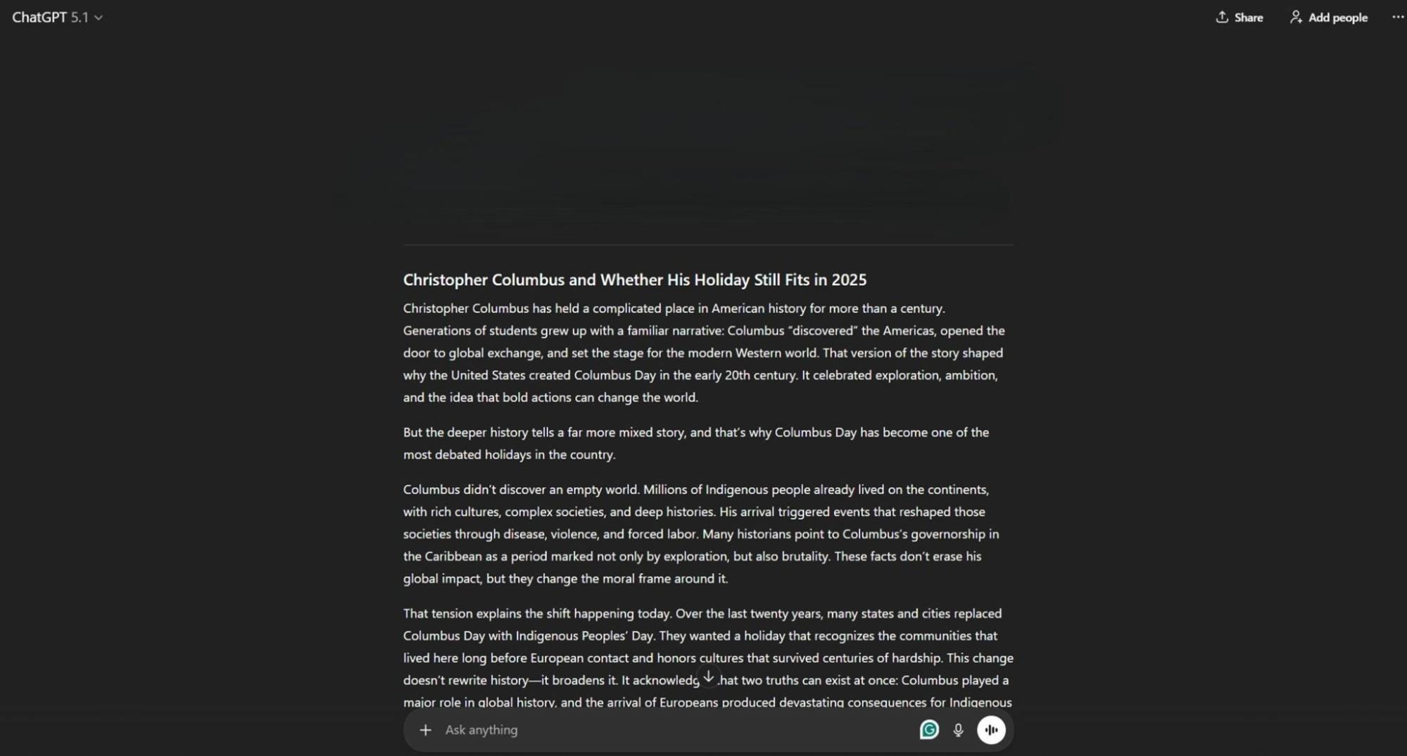 AI-Generated Test Sample Draft in ChatGPT