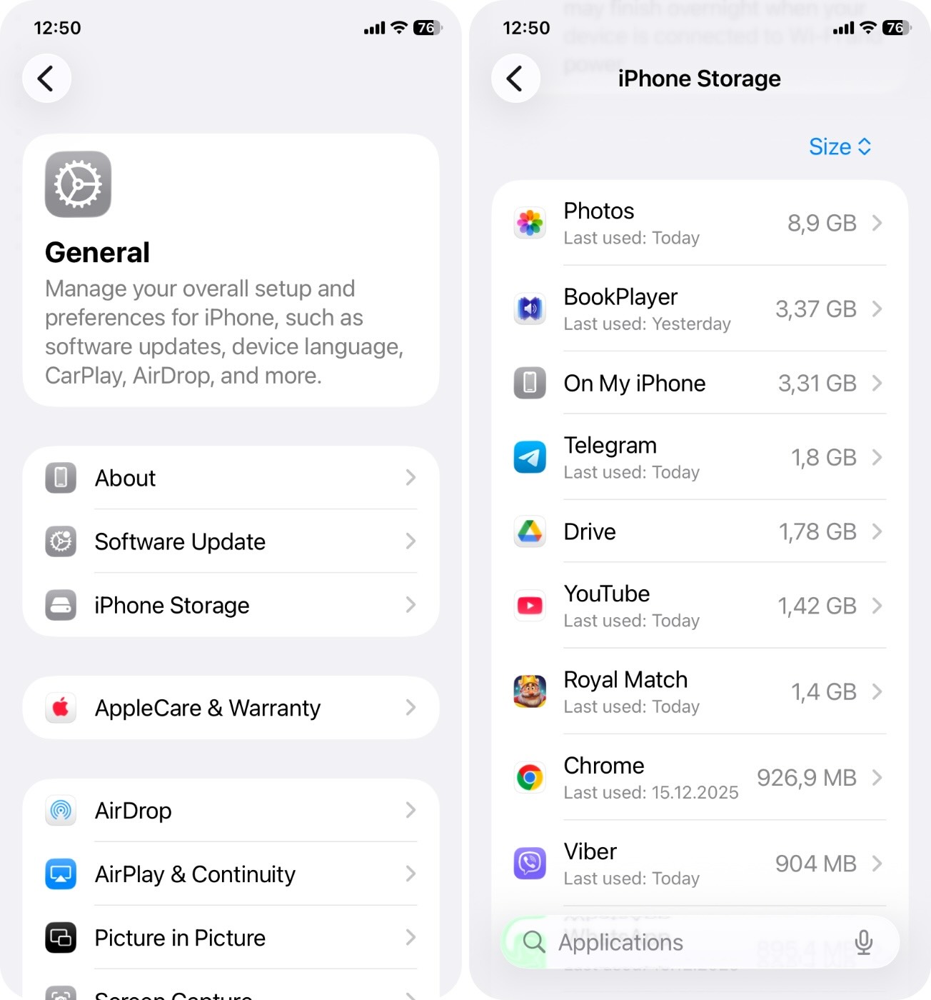 Go to iPhone Storage