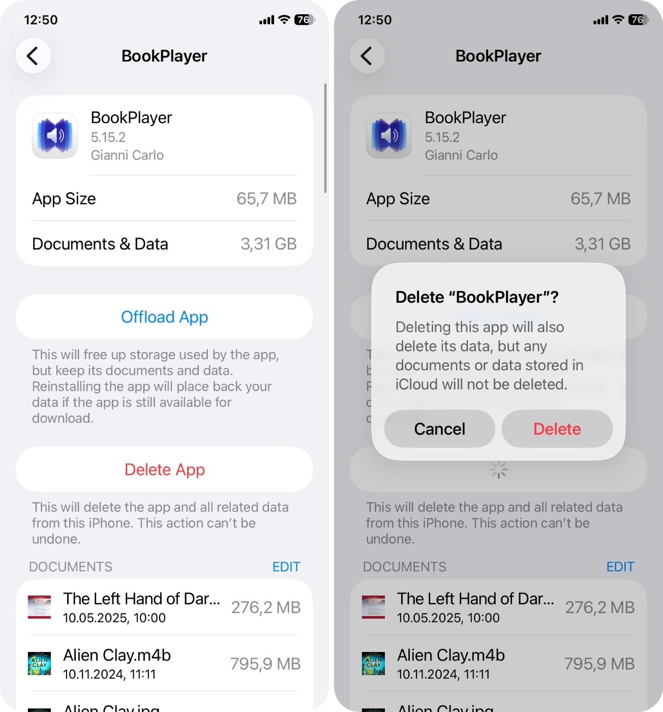 Tap Offload App or Delete App