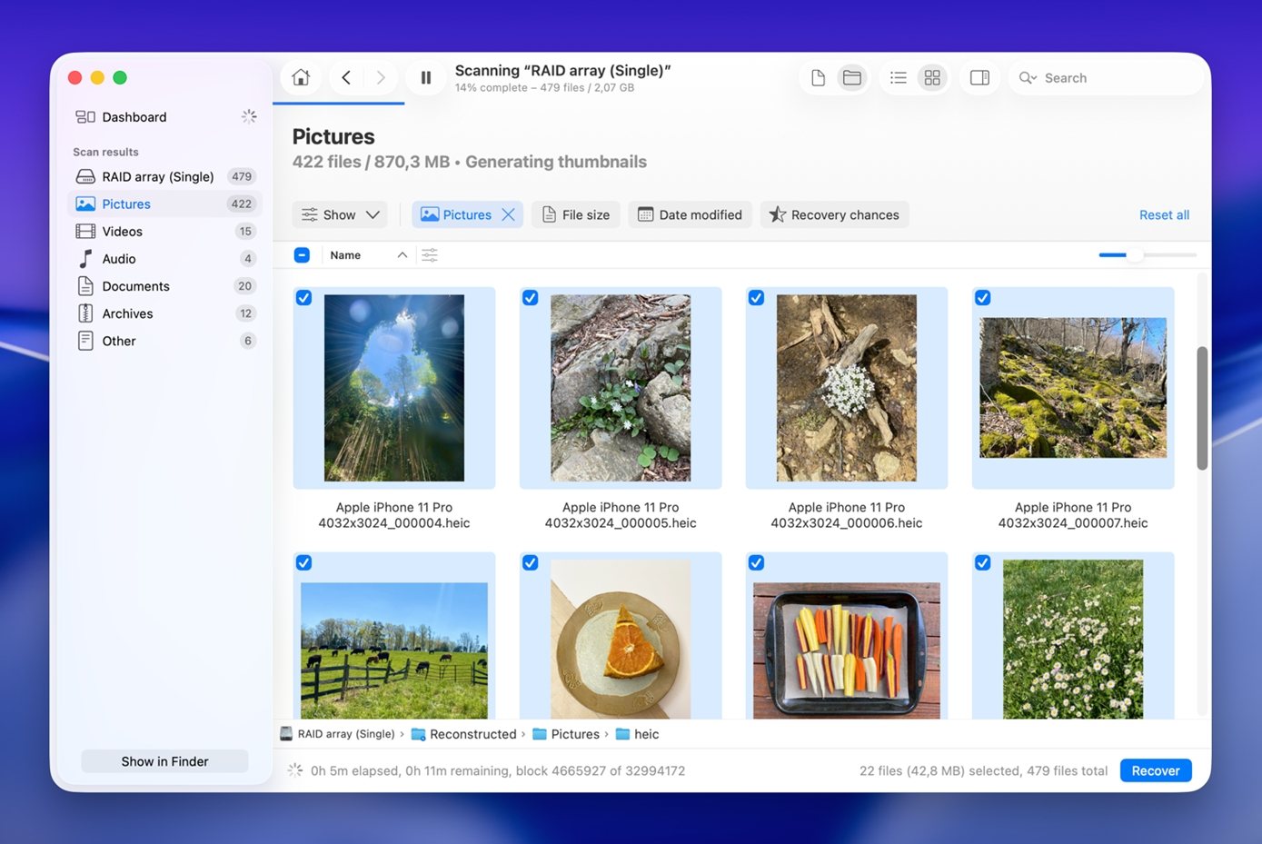 Mark files for recovery