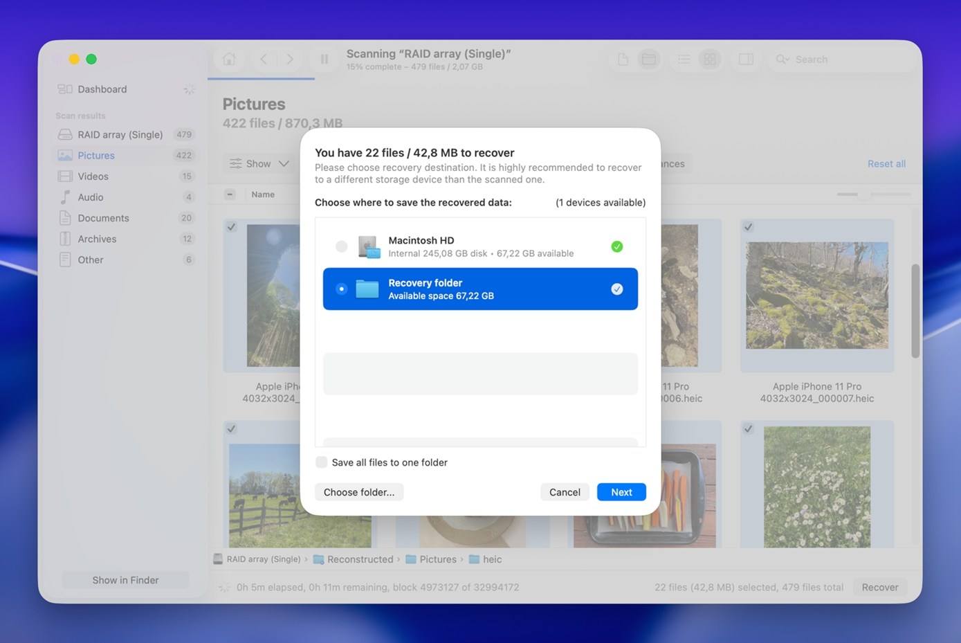 Choose the destination 