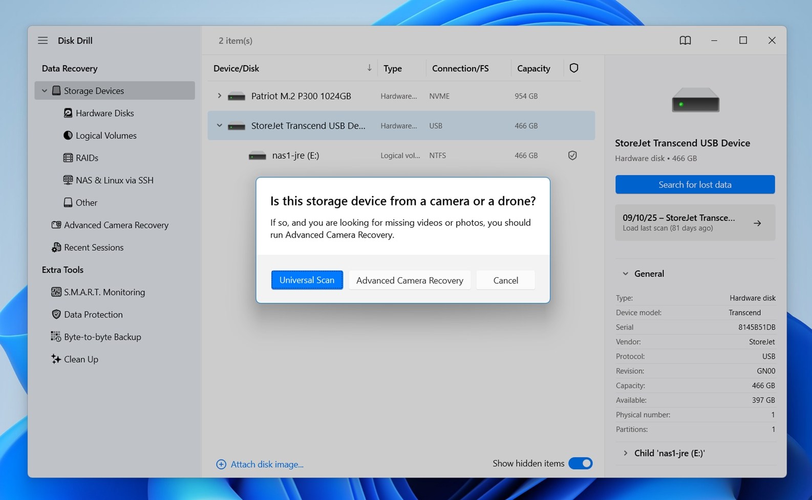 Select Universal Scan