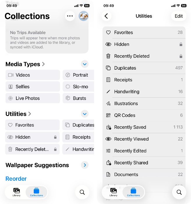 Go to the Collections tab