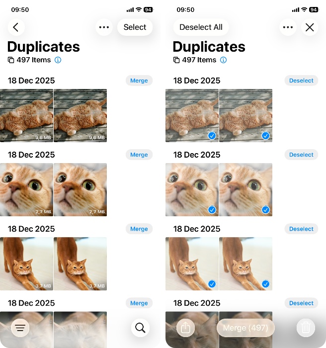 Tap Merge (number) at the bottom
