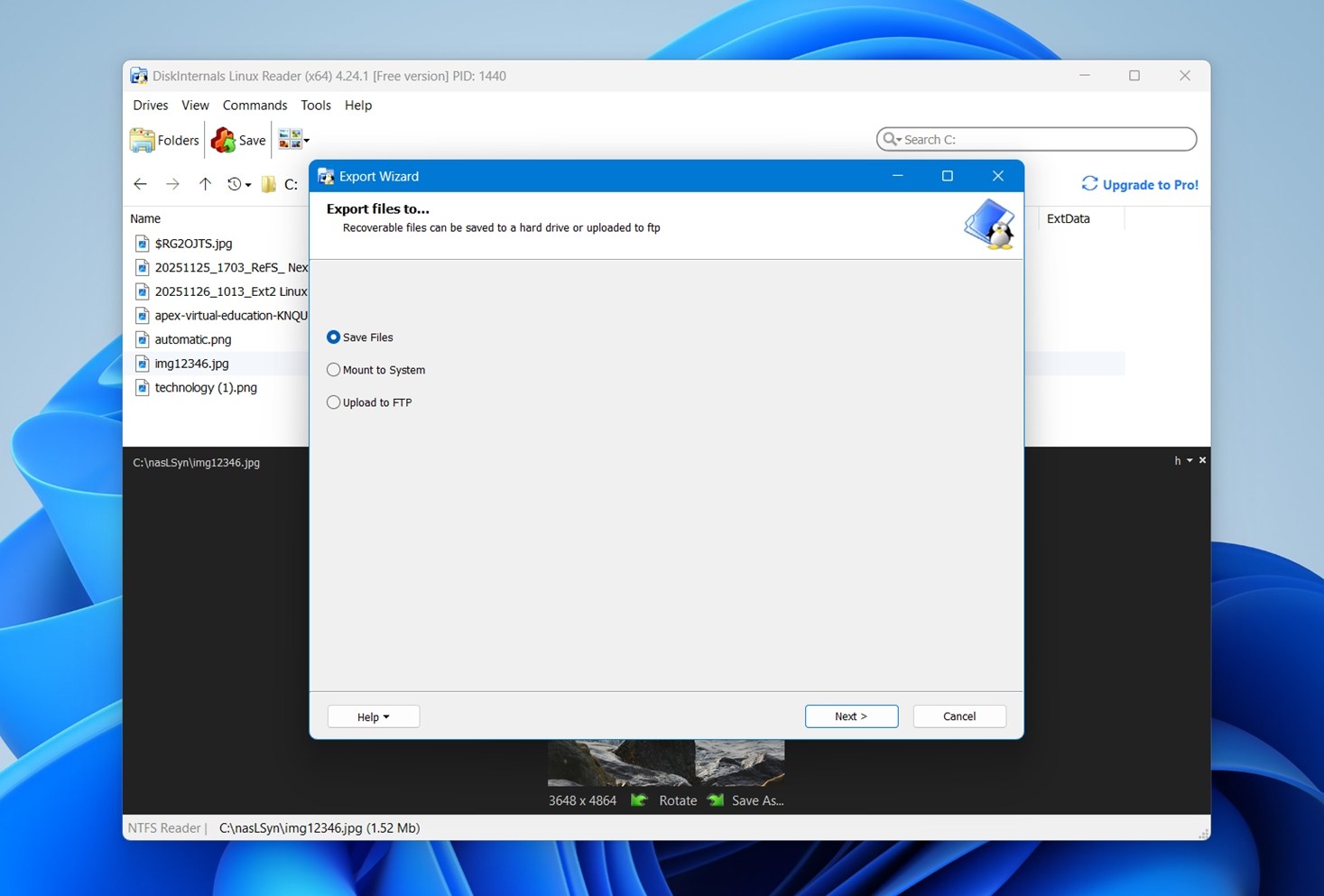 Select “Save” to export the files