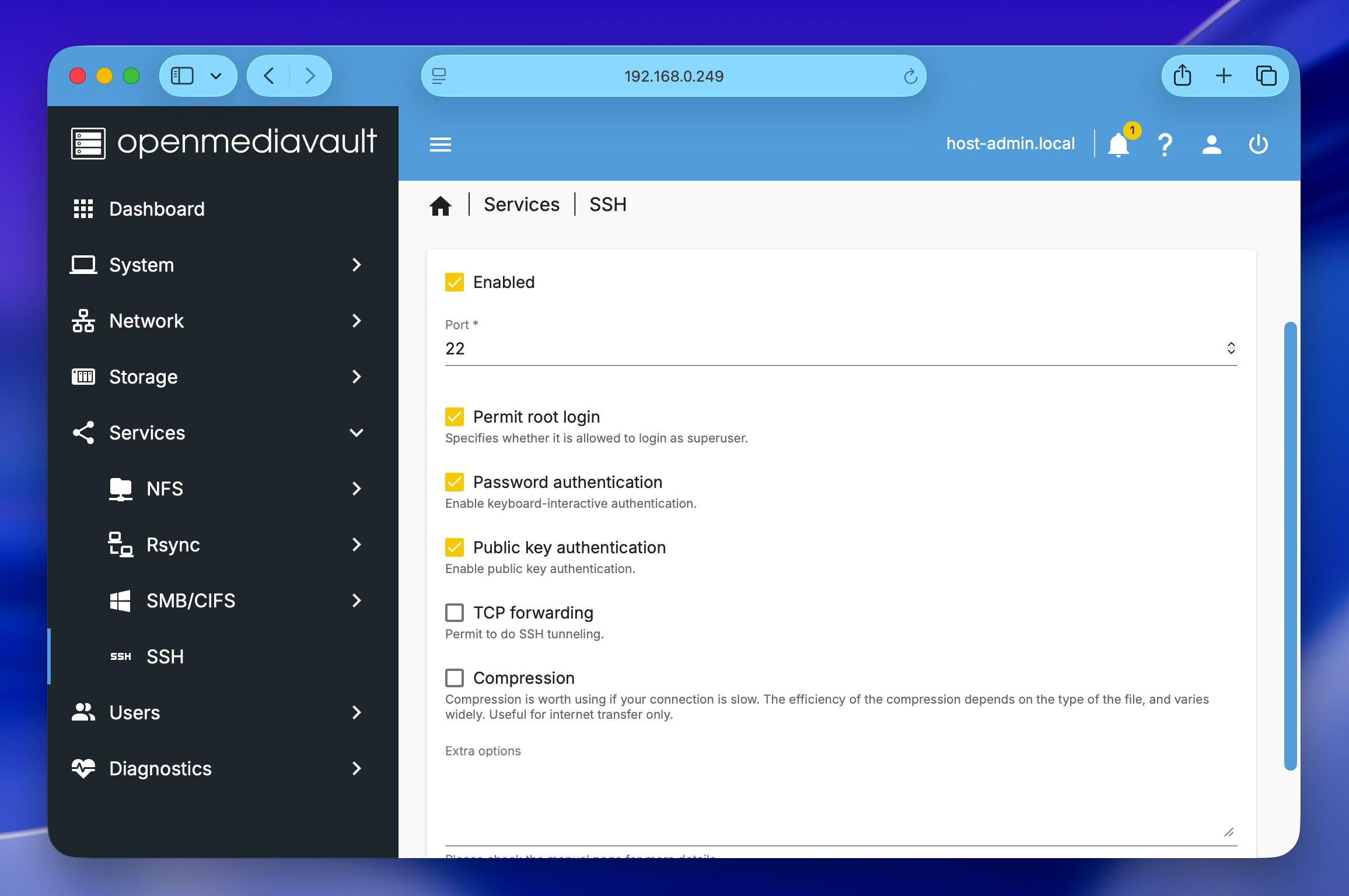 Enable SSH in your NAS