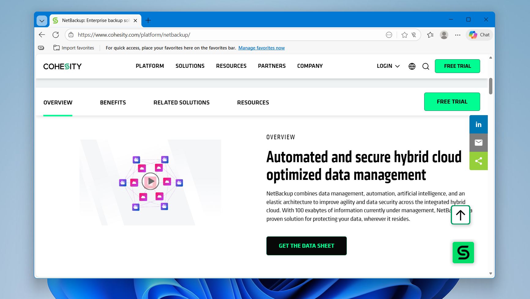 NetBackup administration interface