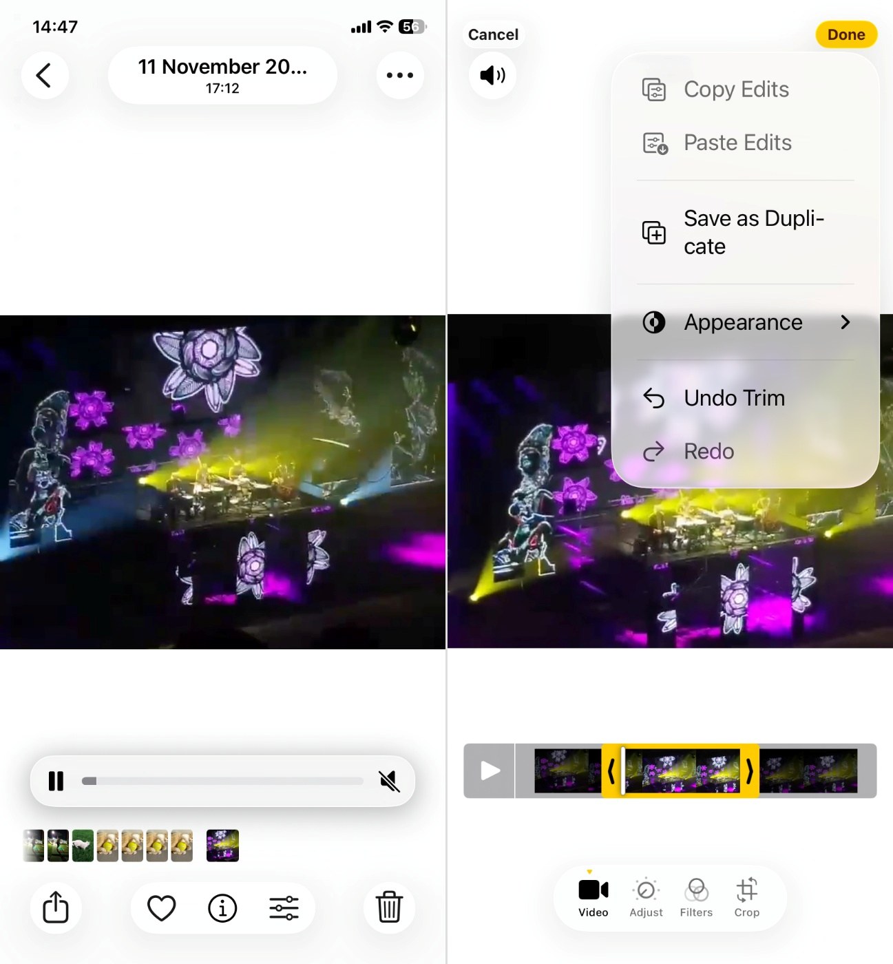 Edit and save the video