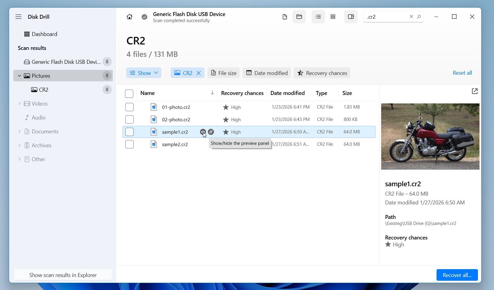 Disk Drill preview files