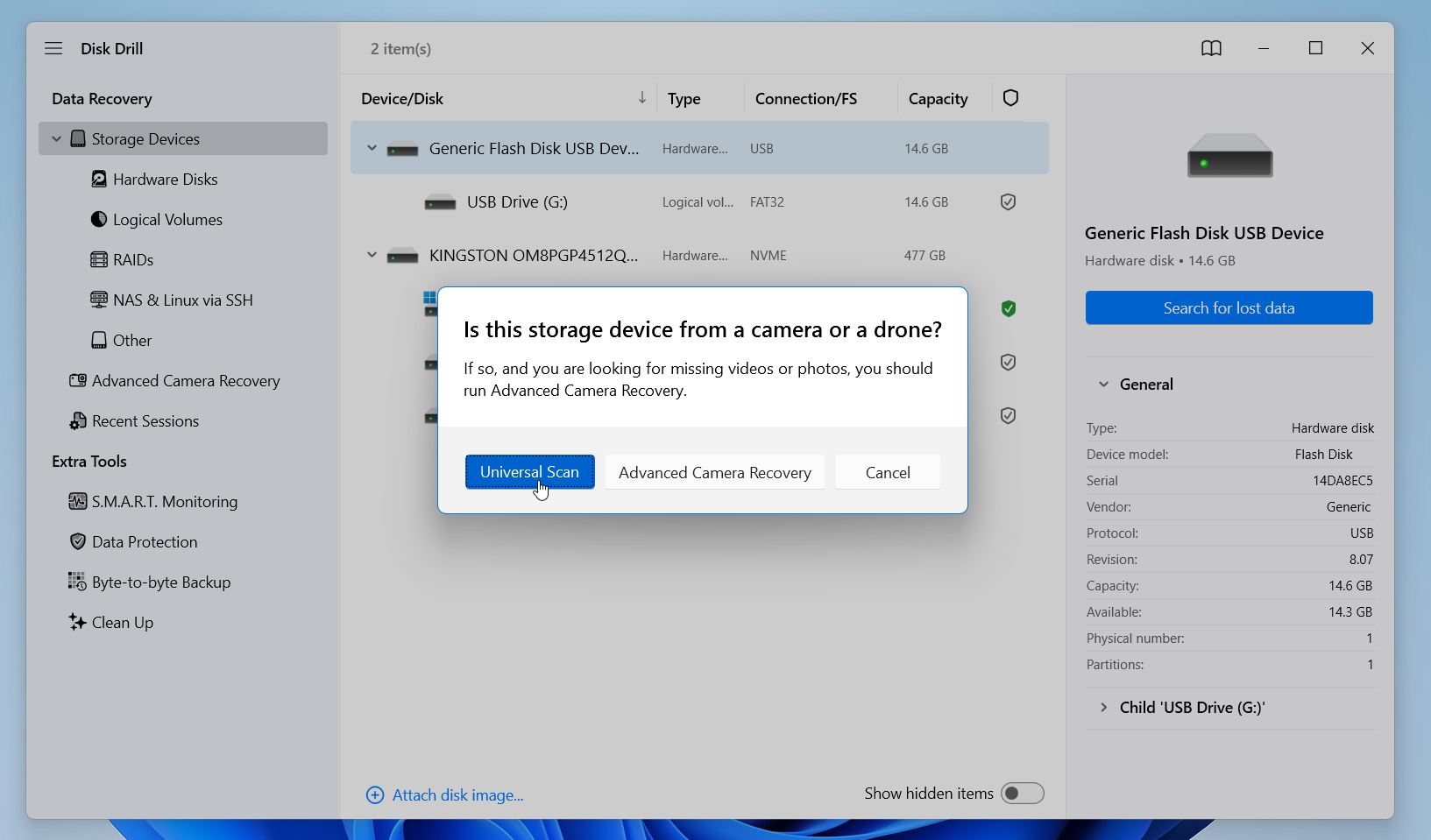 Disk Drill recovery mode
