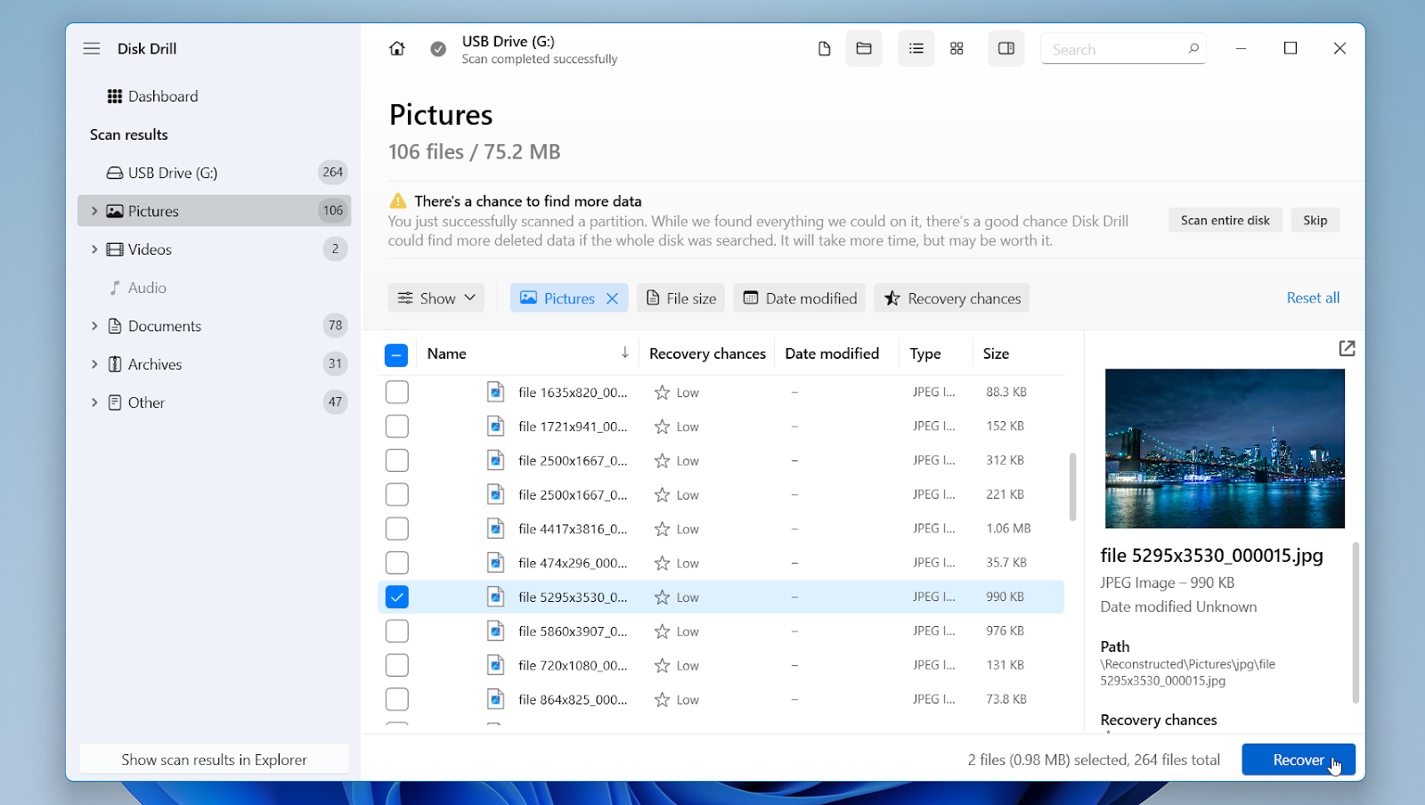 Disk Drill recovery process