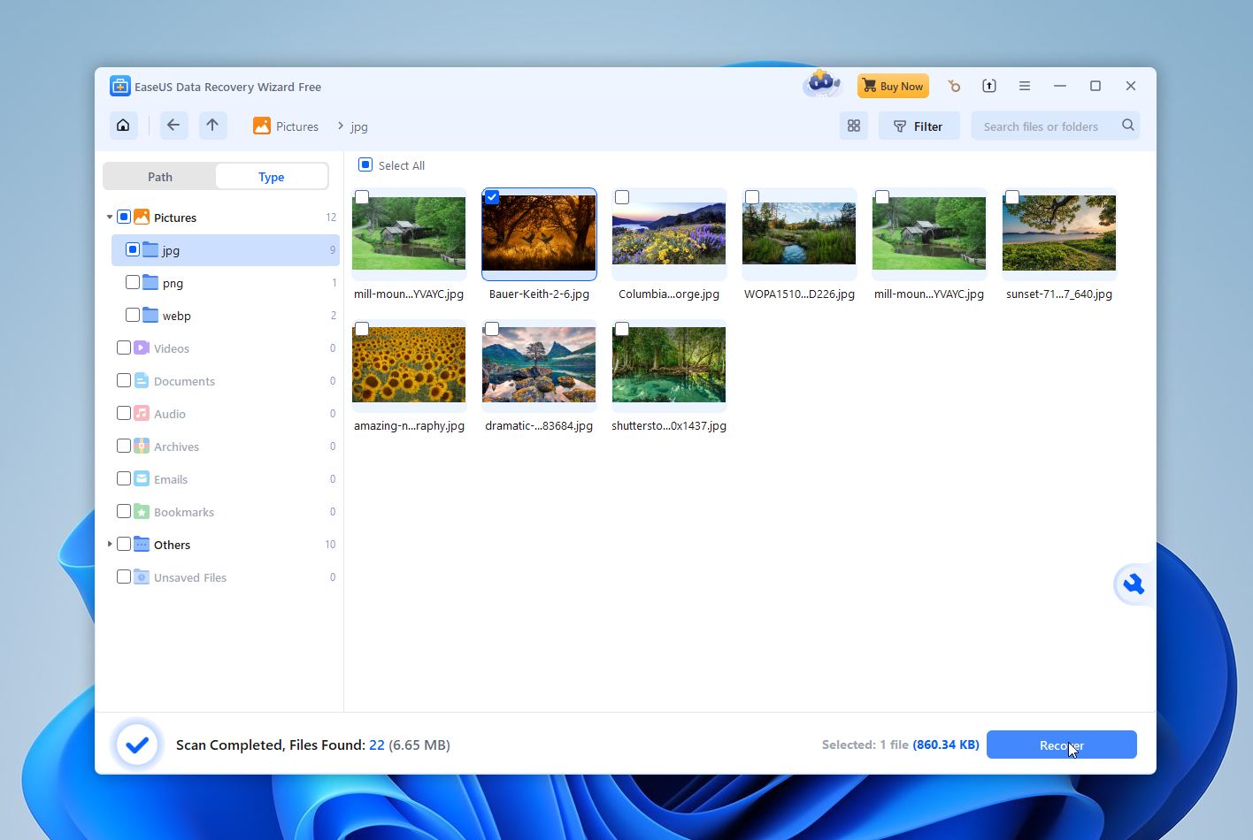 EaseUs recovery process