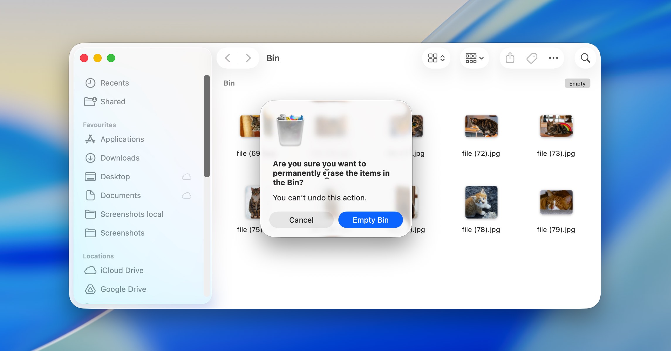Emptying Mac Trash bin