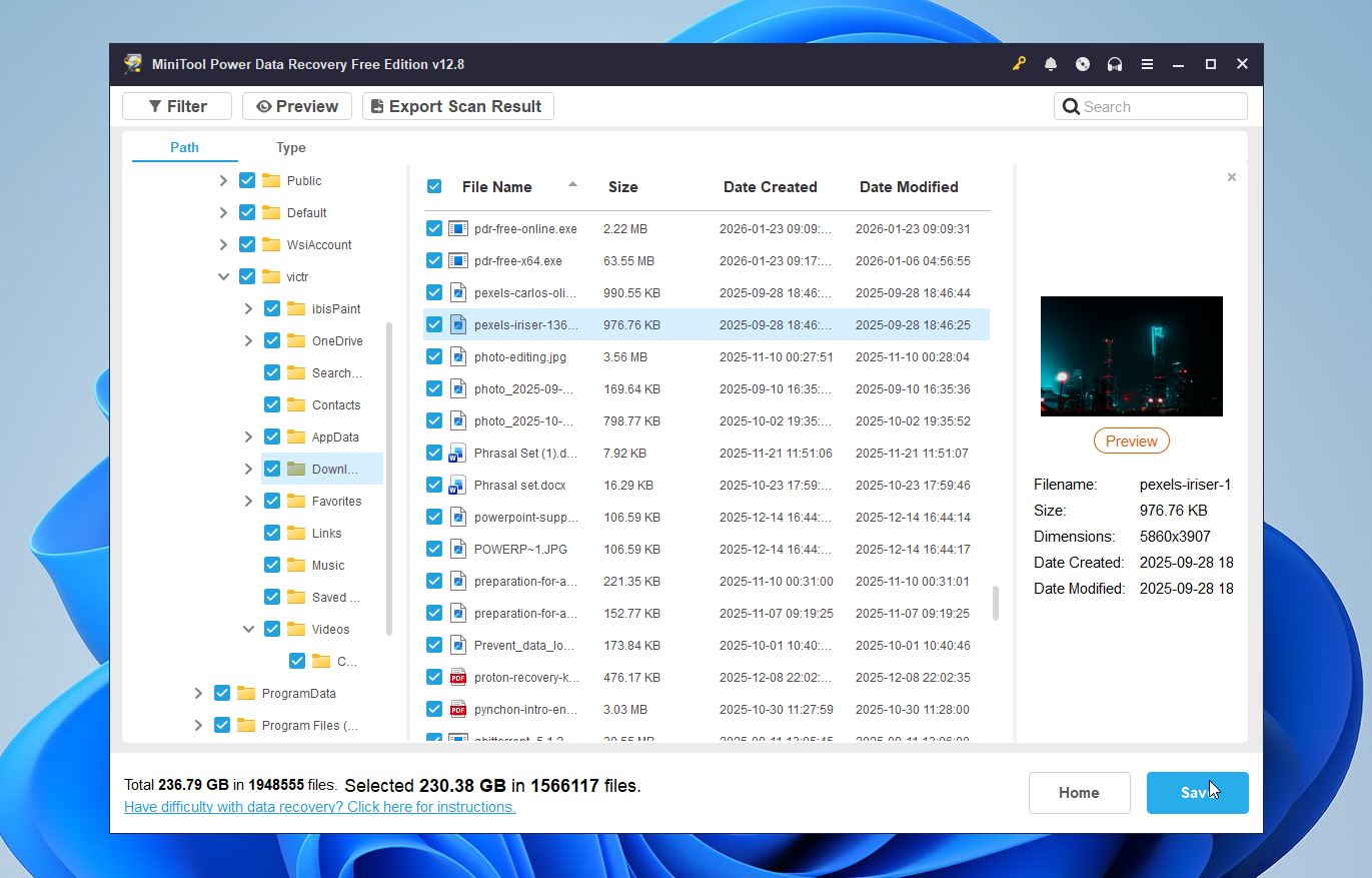 MiniTool recovery process