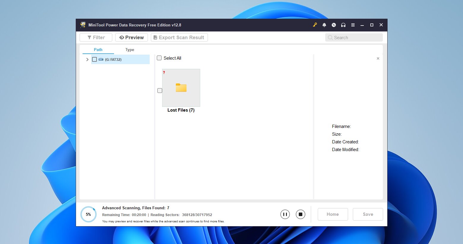 MiniTool Power Data Recovery scan