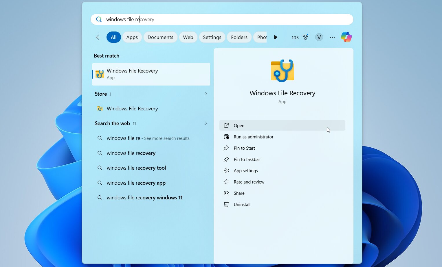 Open Windows File Recovery