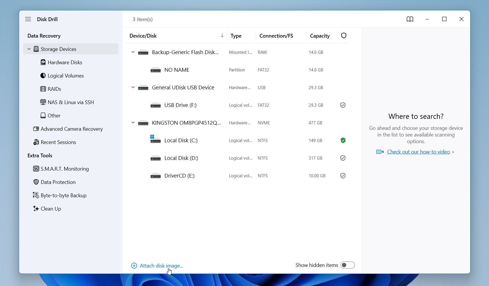 Disk Drill attach backup