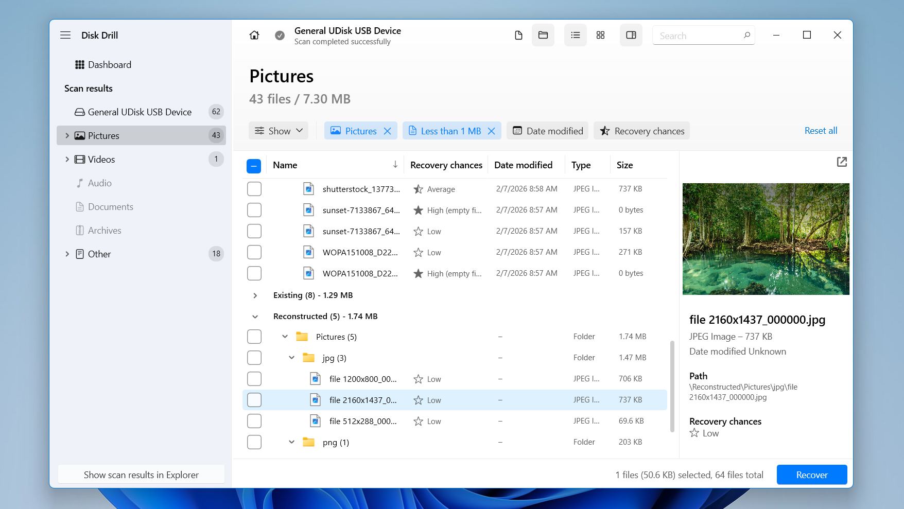 Disk Drill preview & filters