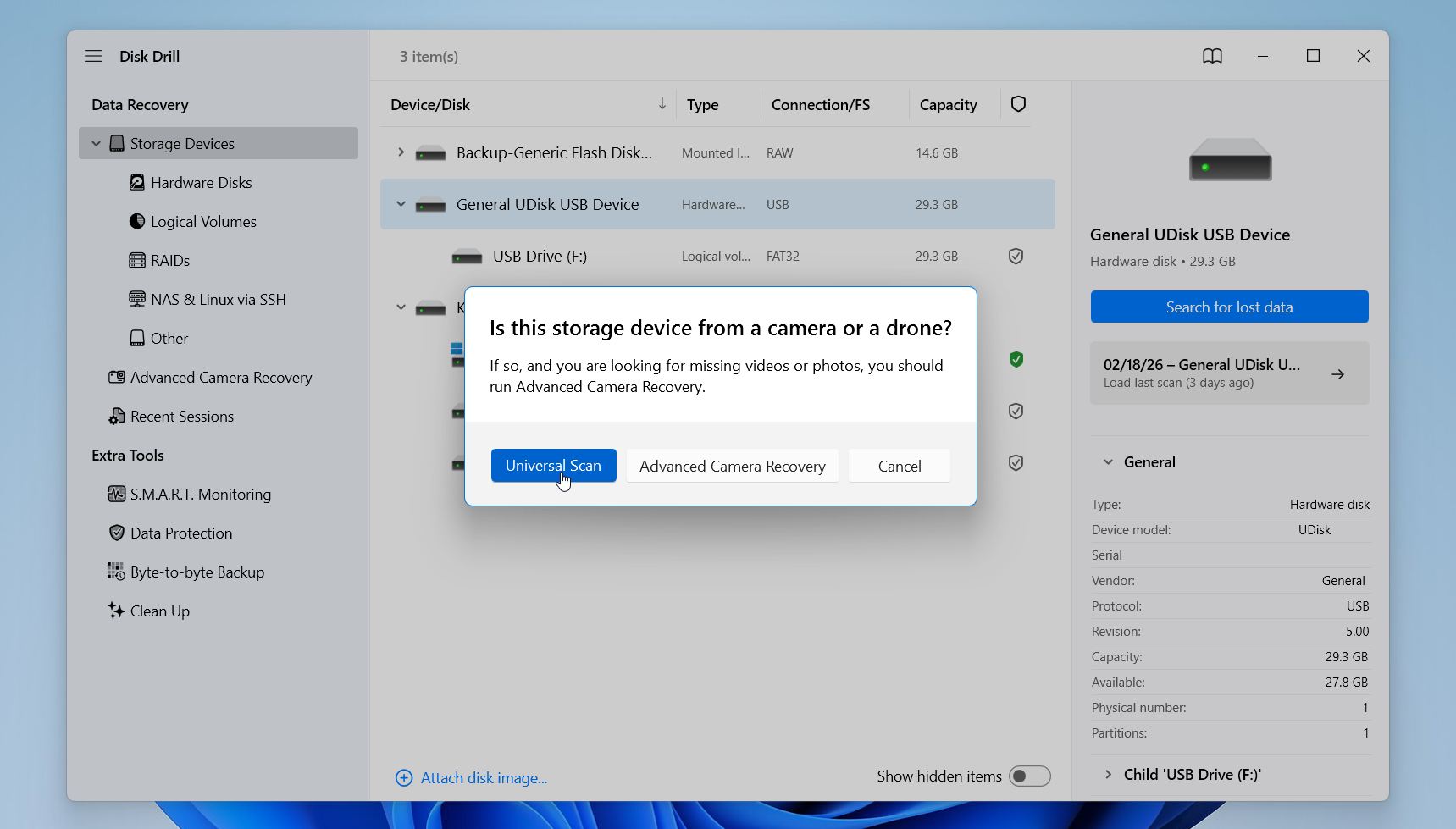 Disk Drill recovery mode