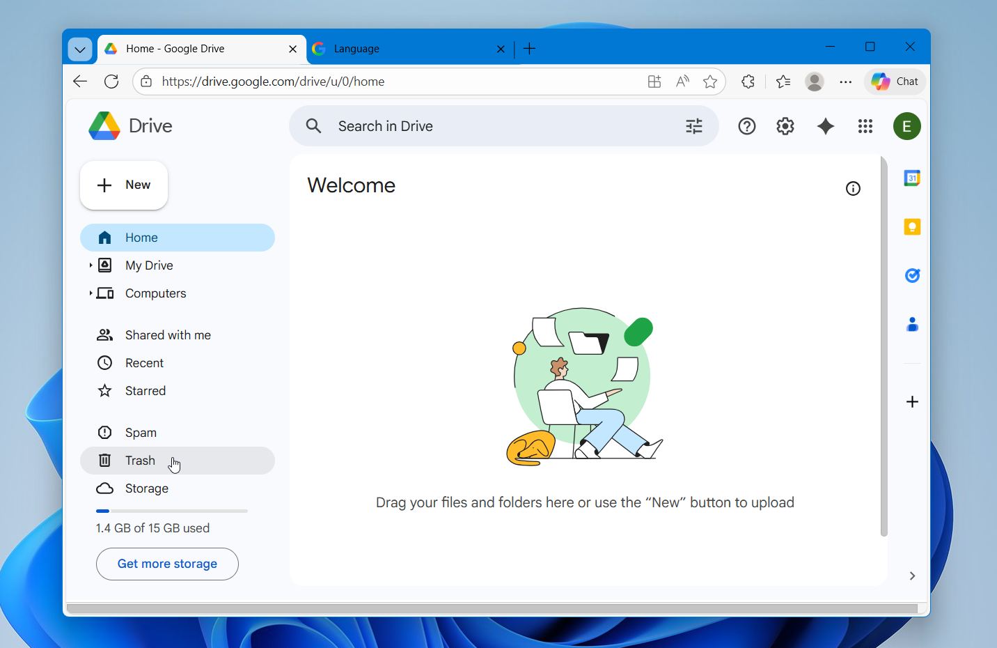 Opening Google Drive Trash.