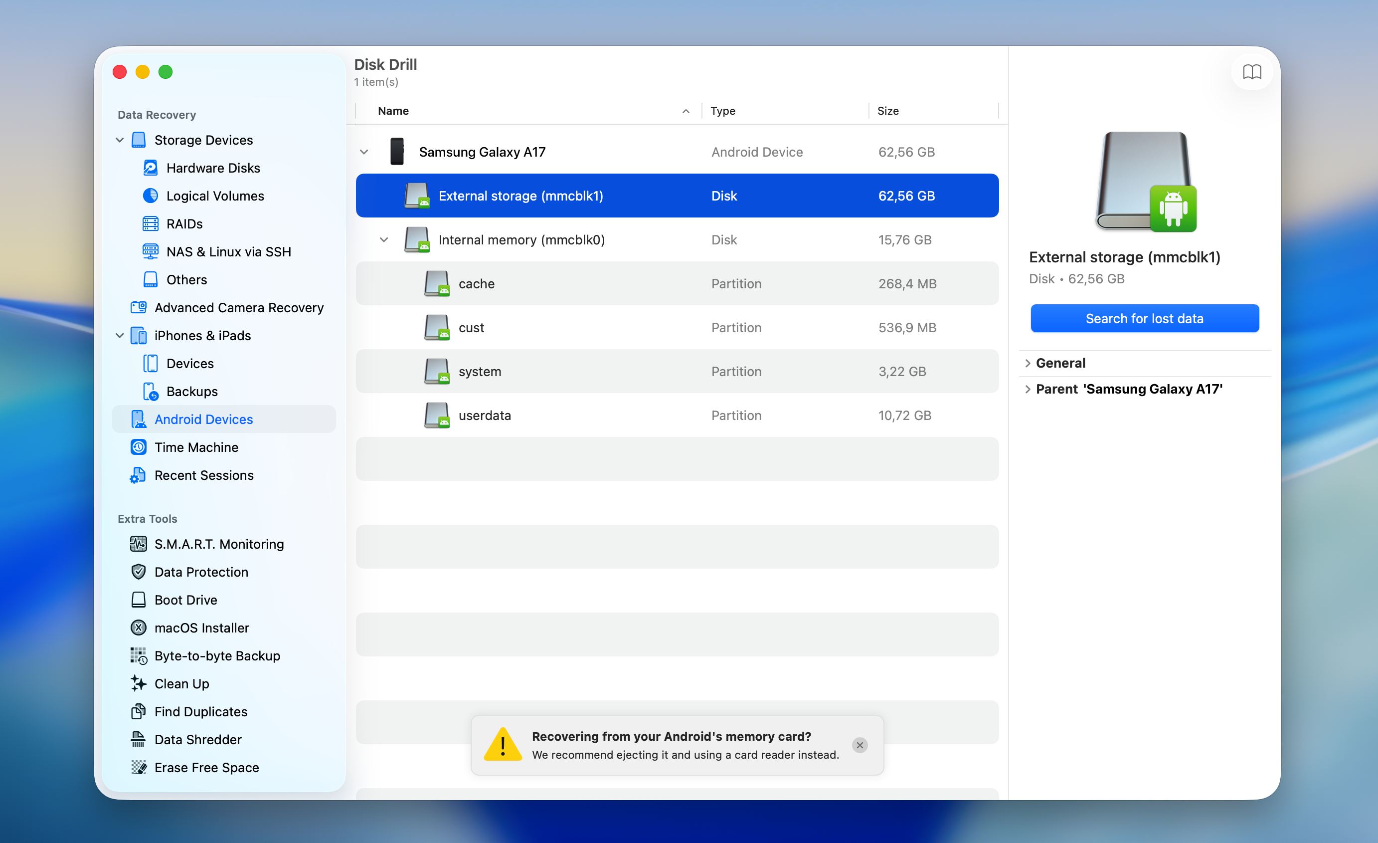 Disk Drill Mac start scan