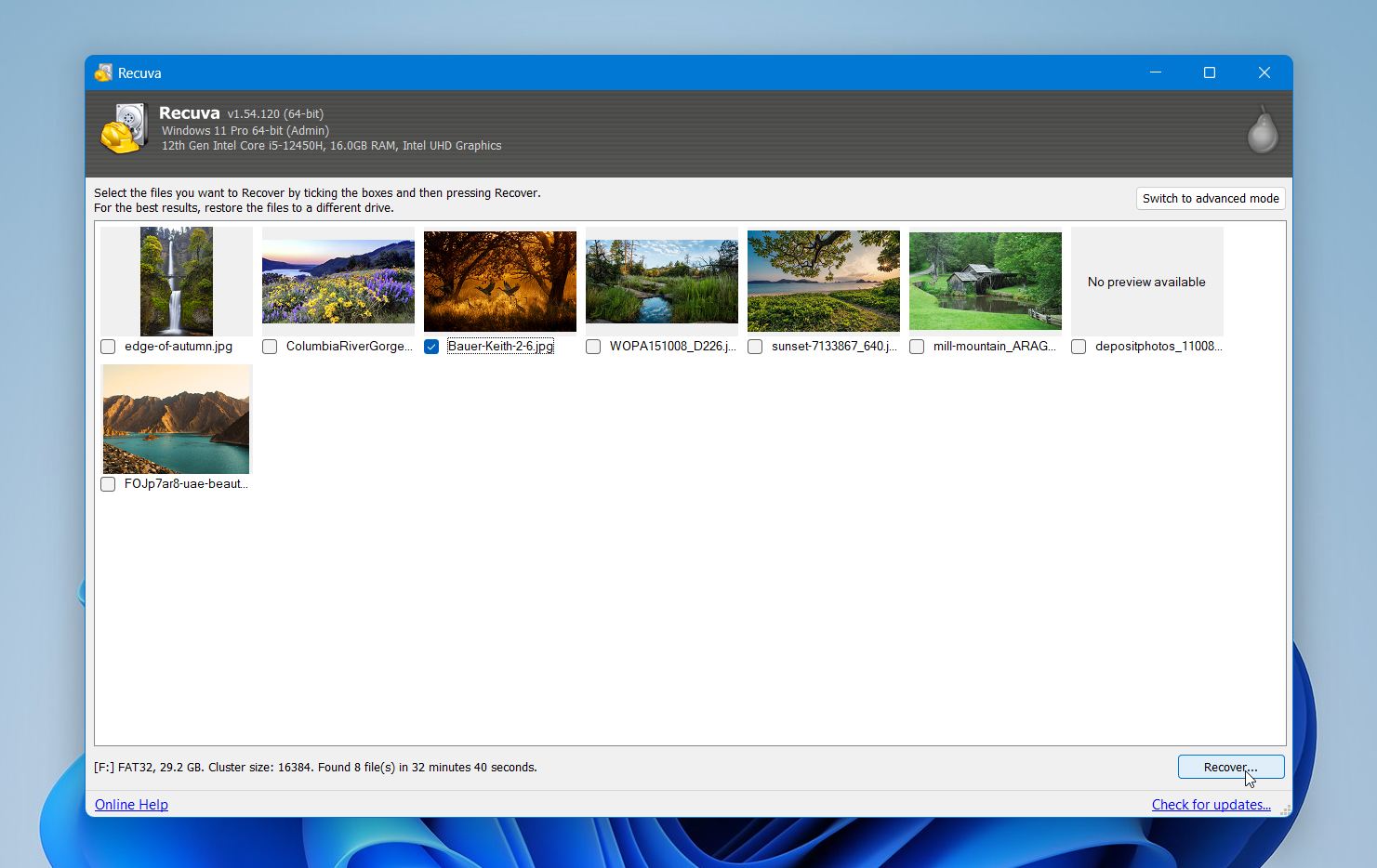 Recuva preview & recover