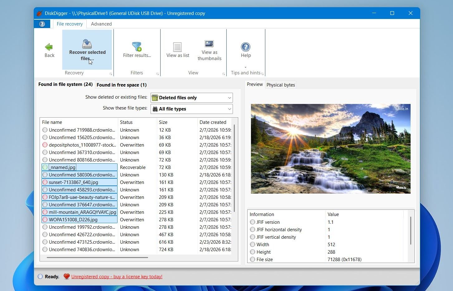 Disk Digger preview files & recover