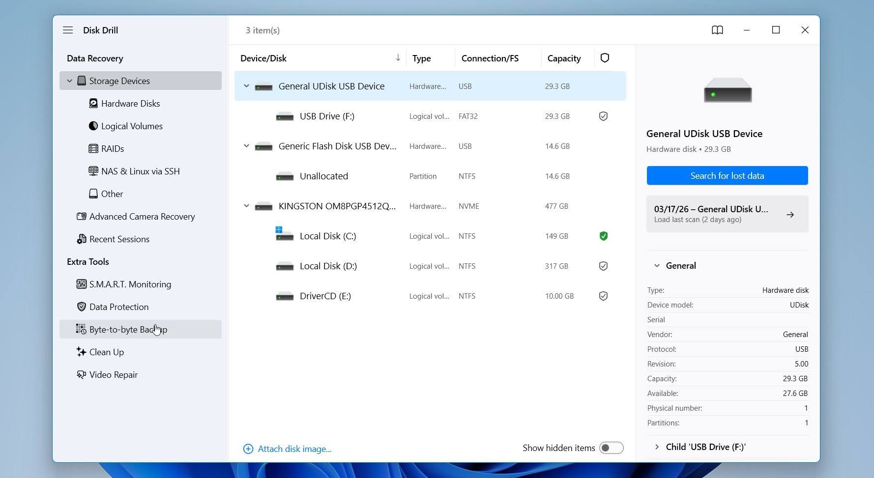 Go to the Byte-to-byte Backup section
