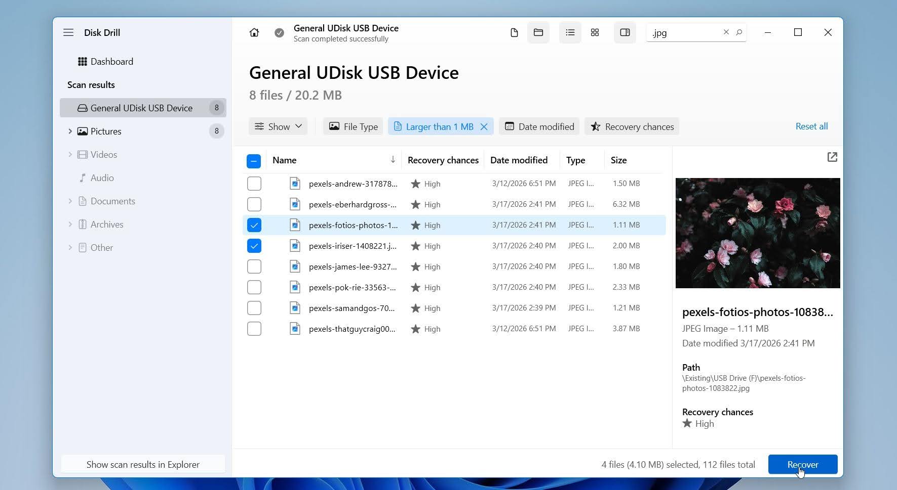 Disk Drill preview & recover