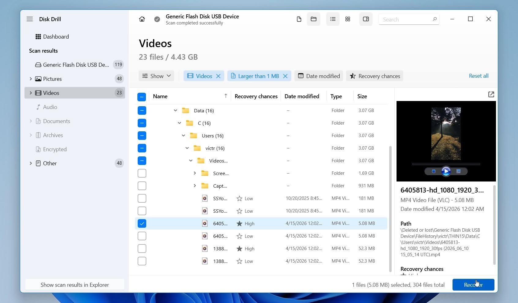 Disk Drill preview & recover