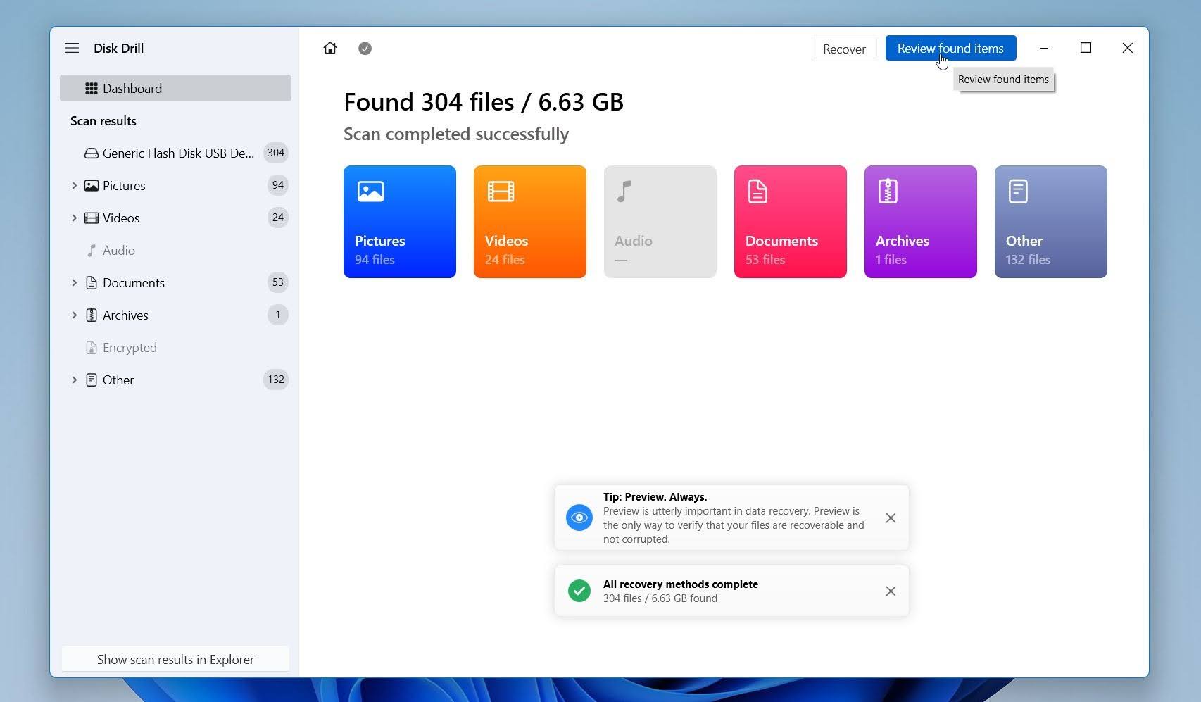 Disk Drill review found files