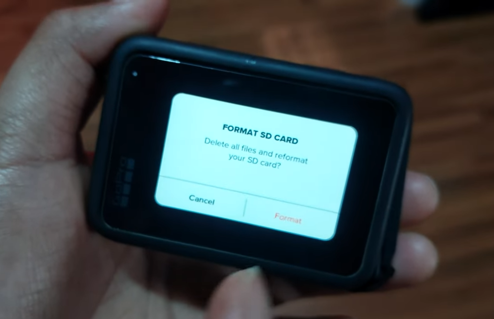 Format the SD card in camera