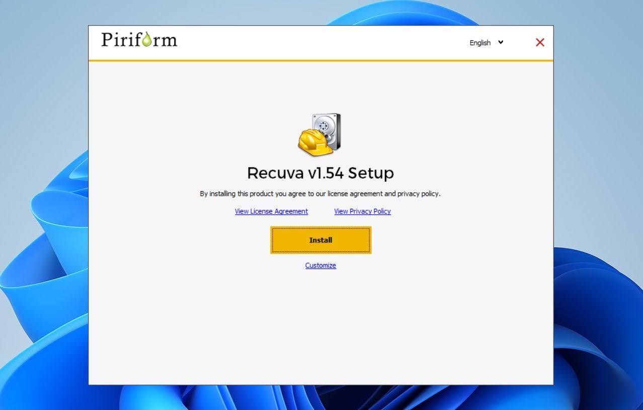Recuva install
