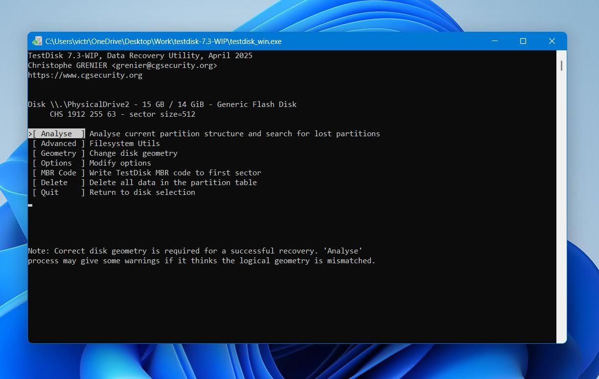 Test Disk analize
