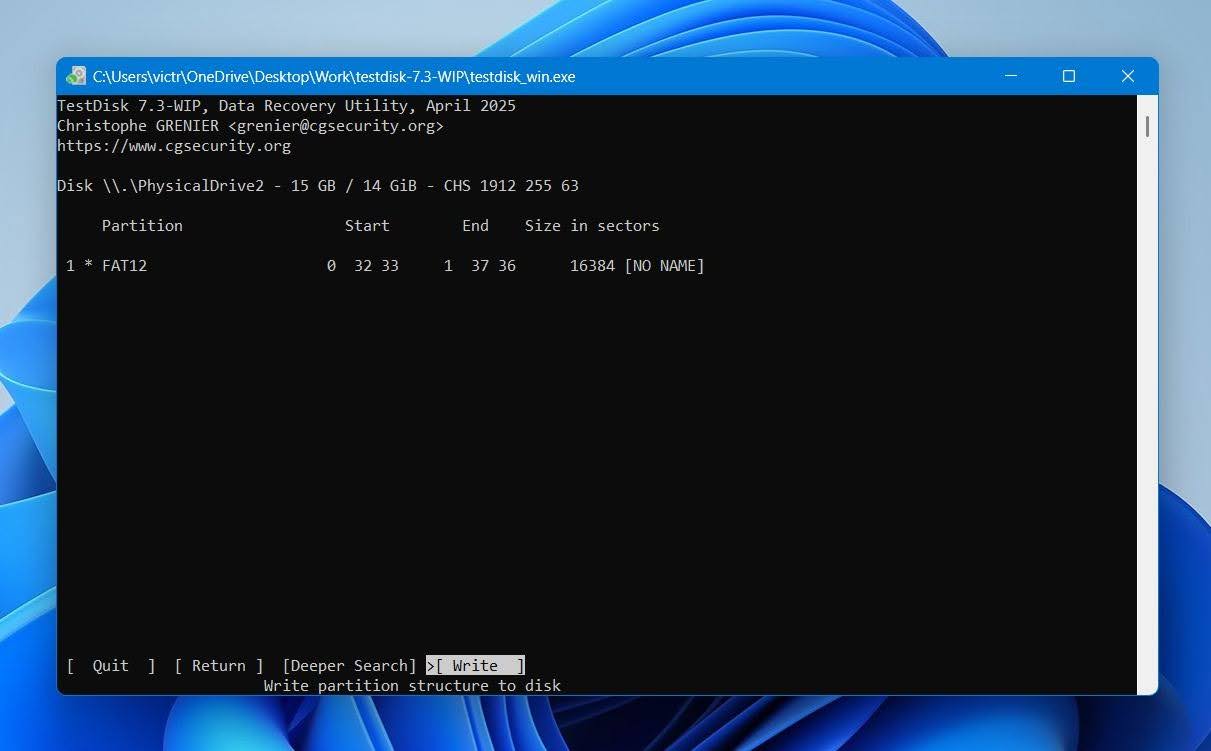 Test Disk write