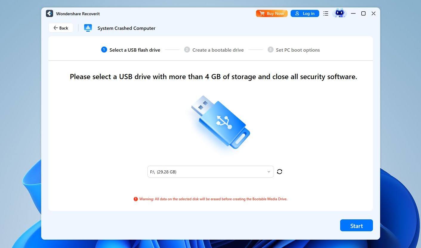 Wondershare bootable recovery